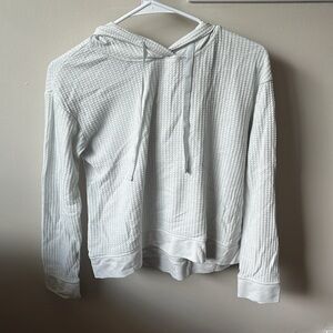 Off White Lounge Set with Crop Top Pull Over Hooded Sweatshirt